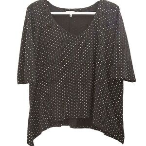 Stylemint Polka Dot Top V-Neck Casual Blouse Short Sleeve Black Size 5